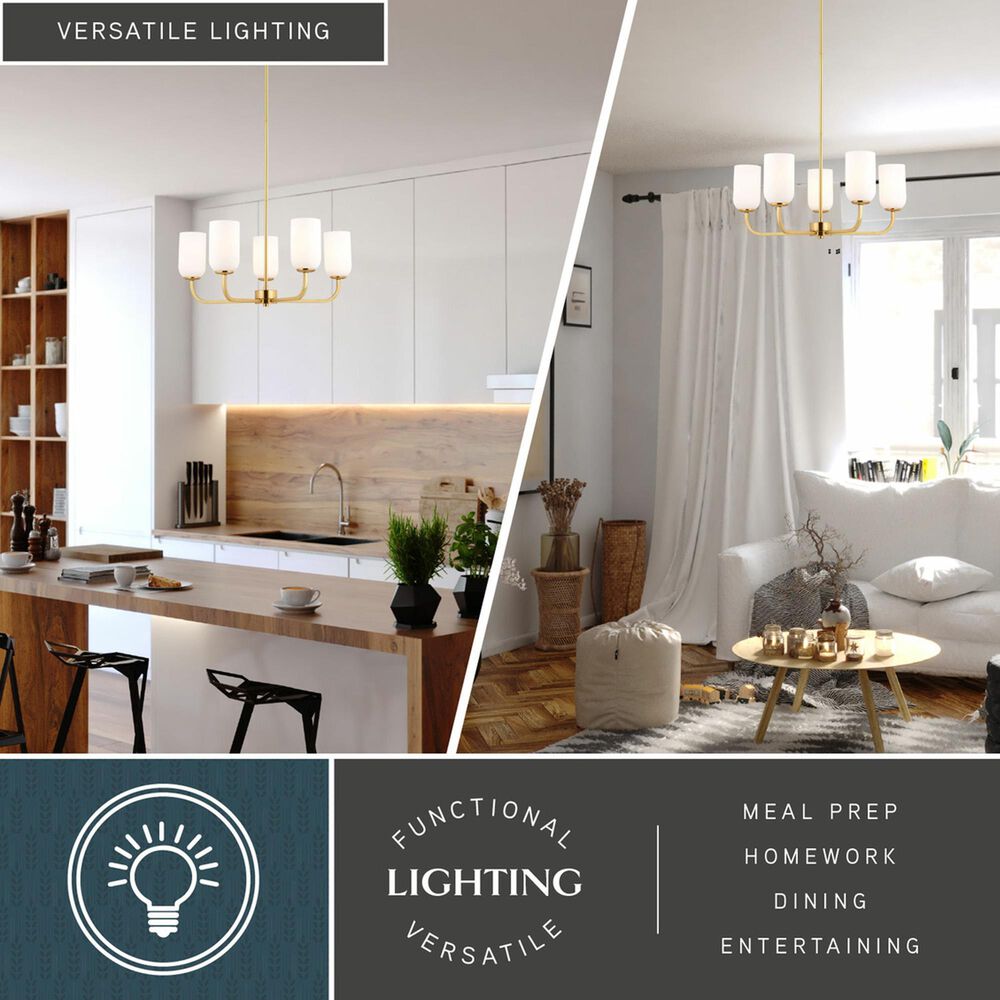 Vaxcel International Co. Ltd. Shelby 5-Light Chandelier in Natural Brass, , large