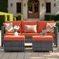 HOMLUX 3-Piece Modular Outdoor Sofa Set with Two Ottomans in Orange, , large