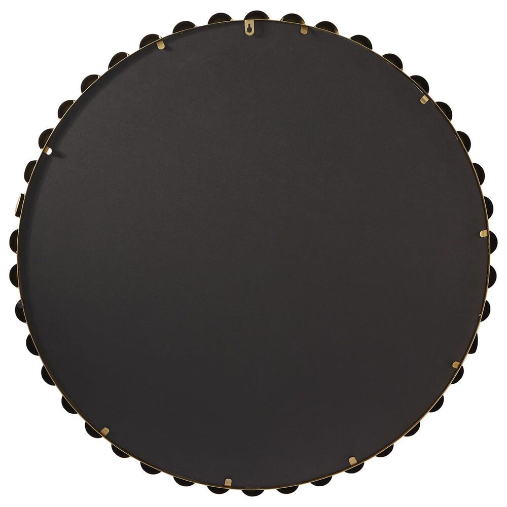 Maple and Jade 36&quot; Round Metal Wall Mirror with Beaded Detailing in Satin Gold, , large