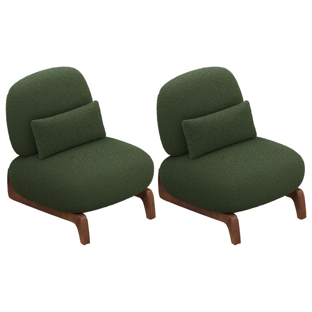Morden Fort Cloud Boucle Armless Chair in Green (Set of 2), , large