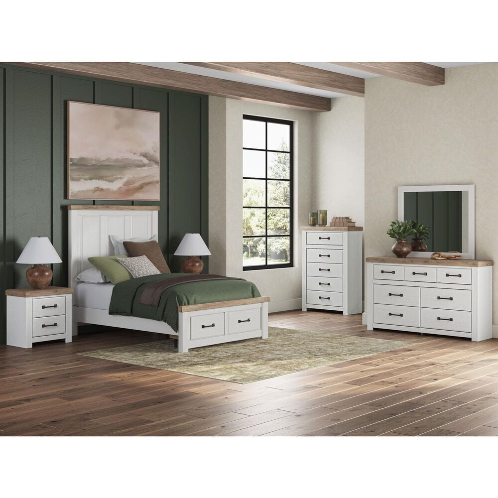 Ashley Savonport Full Storage Panel Bed in White and Brown, , large