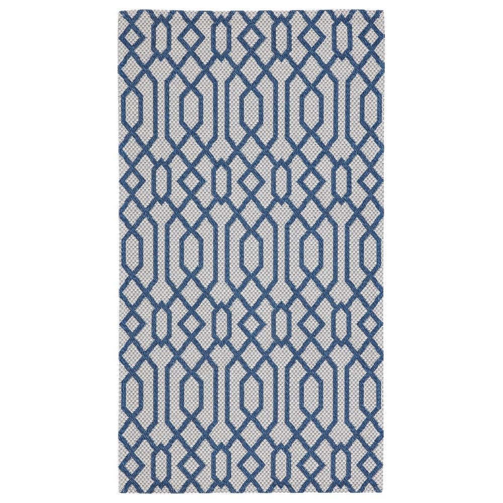 Safavieh Martha Stewart Cotton MSR421M 4" x 6" Blue and Grey Area Rug, , large