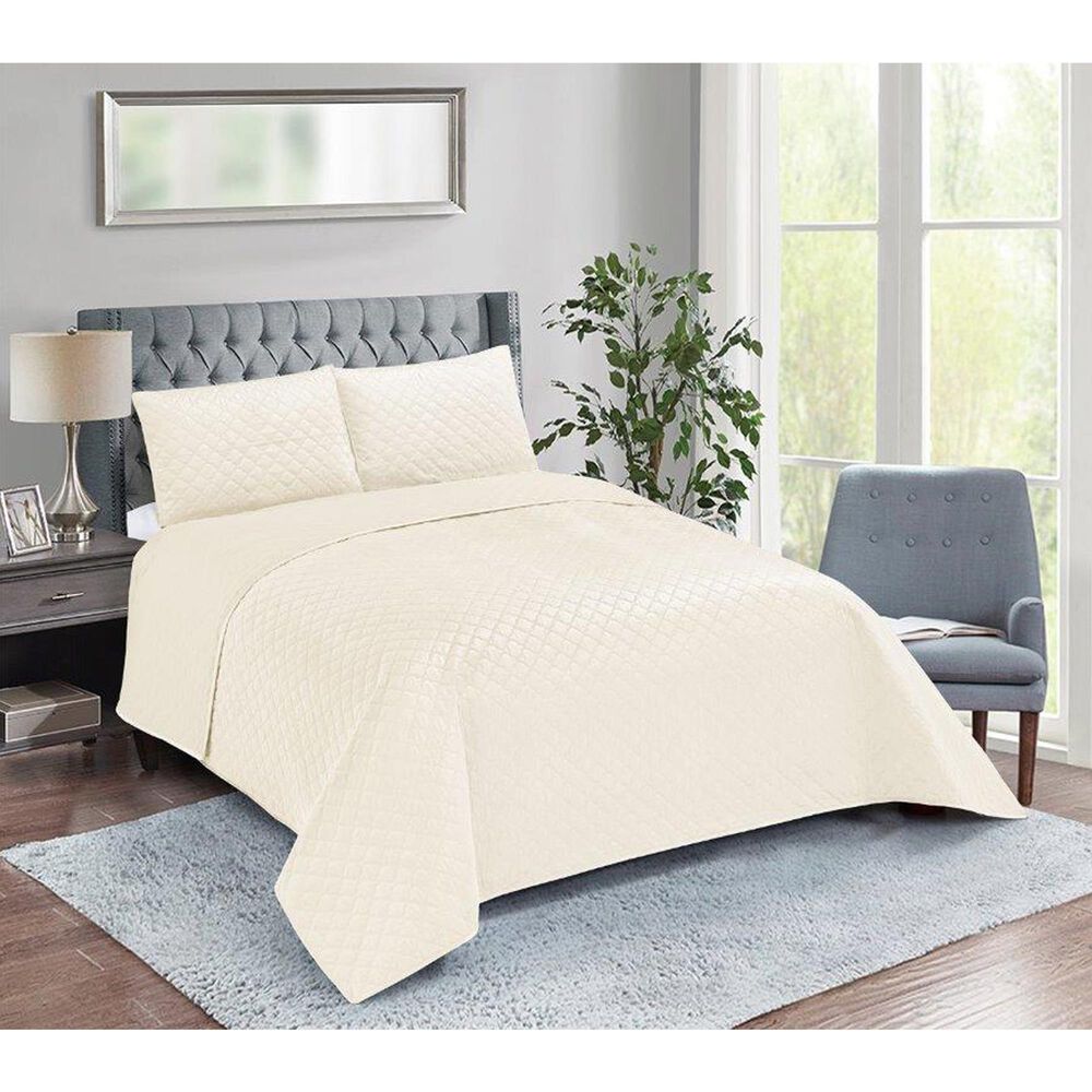 Duke Imports Virah Bella Micromink 3-Piece Full/Queen Quilt Set in Moroccan Ivory, , large