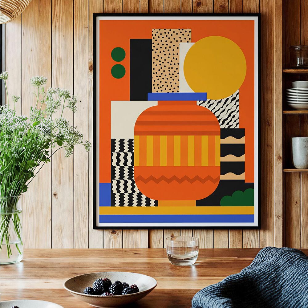 HOMLUX 24" x 18" Geometric Canvas Art in Multicolor, , large