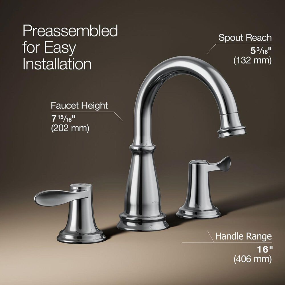 Kohler Bellera Widespread Bathroom Sink Faucet in Polished Chrome, , large