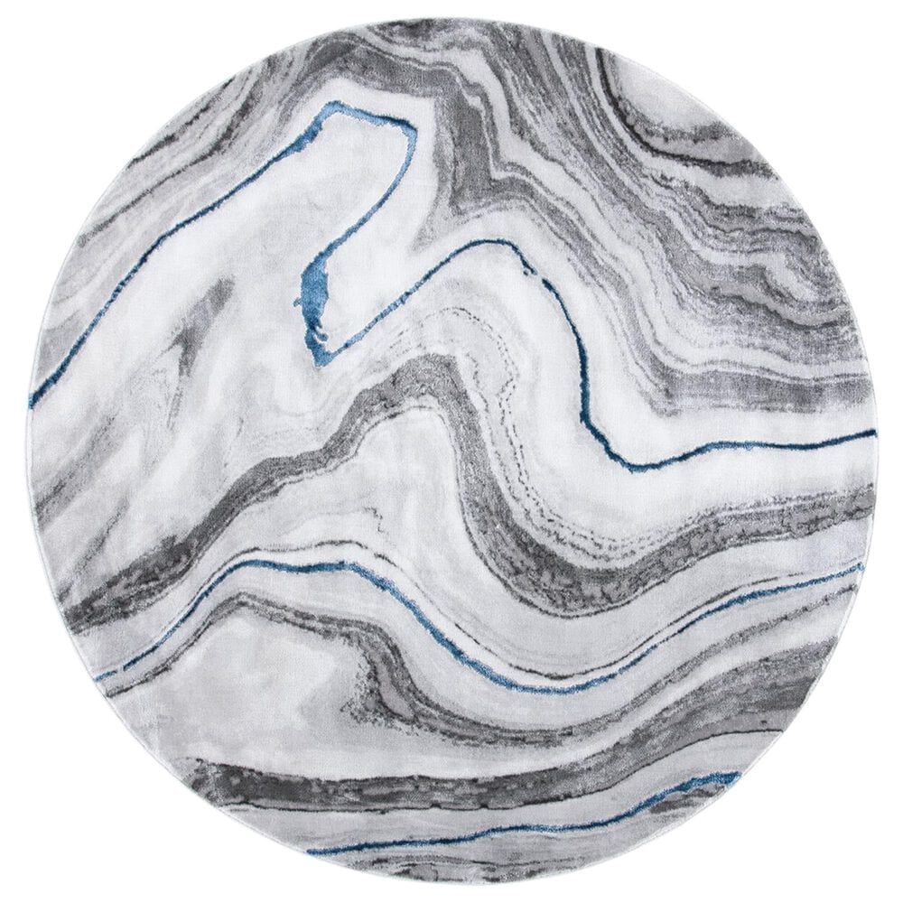 Safavieh Craft CFT819N 4" Round Grey and Blue Area Rug, , large