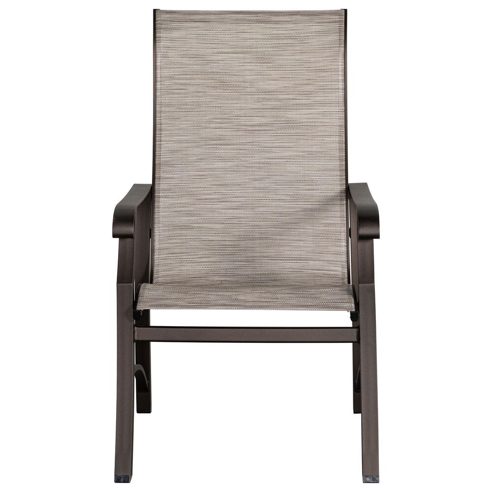 Woodard Cortland Sling High Back Dining Arm Chair in Watercolor Tweedy Pearly, , large