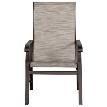 Woodard Cortland Sling High Back Dining Arm Chair in Watercolor Tweedy Pearly, , large