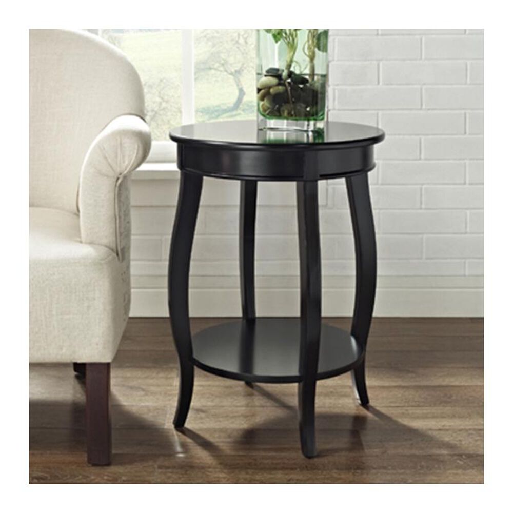 Nineteen37 Occasional Round Table with Shelf in Black, , large