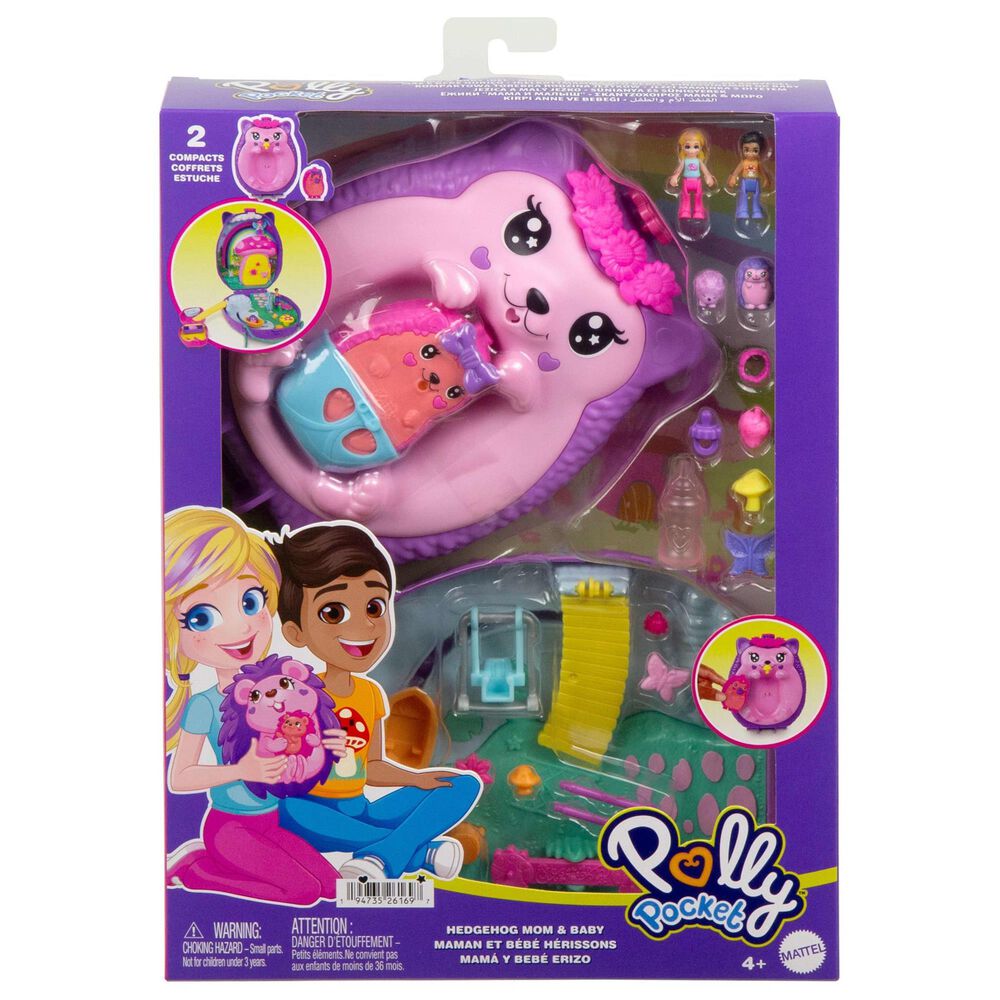 Polly Pocket Hedgehog Mom and Baby Purse Playset in Multicolor, , large
