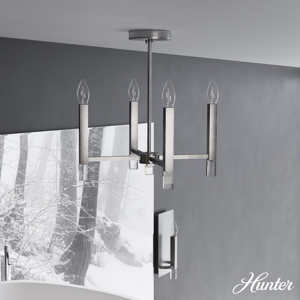 Hunter Sunjai 4-Light Pendant in Brushed Nickel, , large