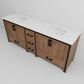 Lexora Home Ziva 84" Double Bathroom Vanity in Rustic Barnwood with 2 cm White Quartz Top and Rectangular Sinks, , large