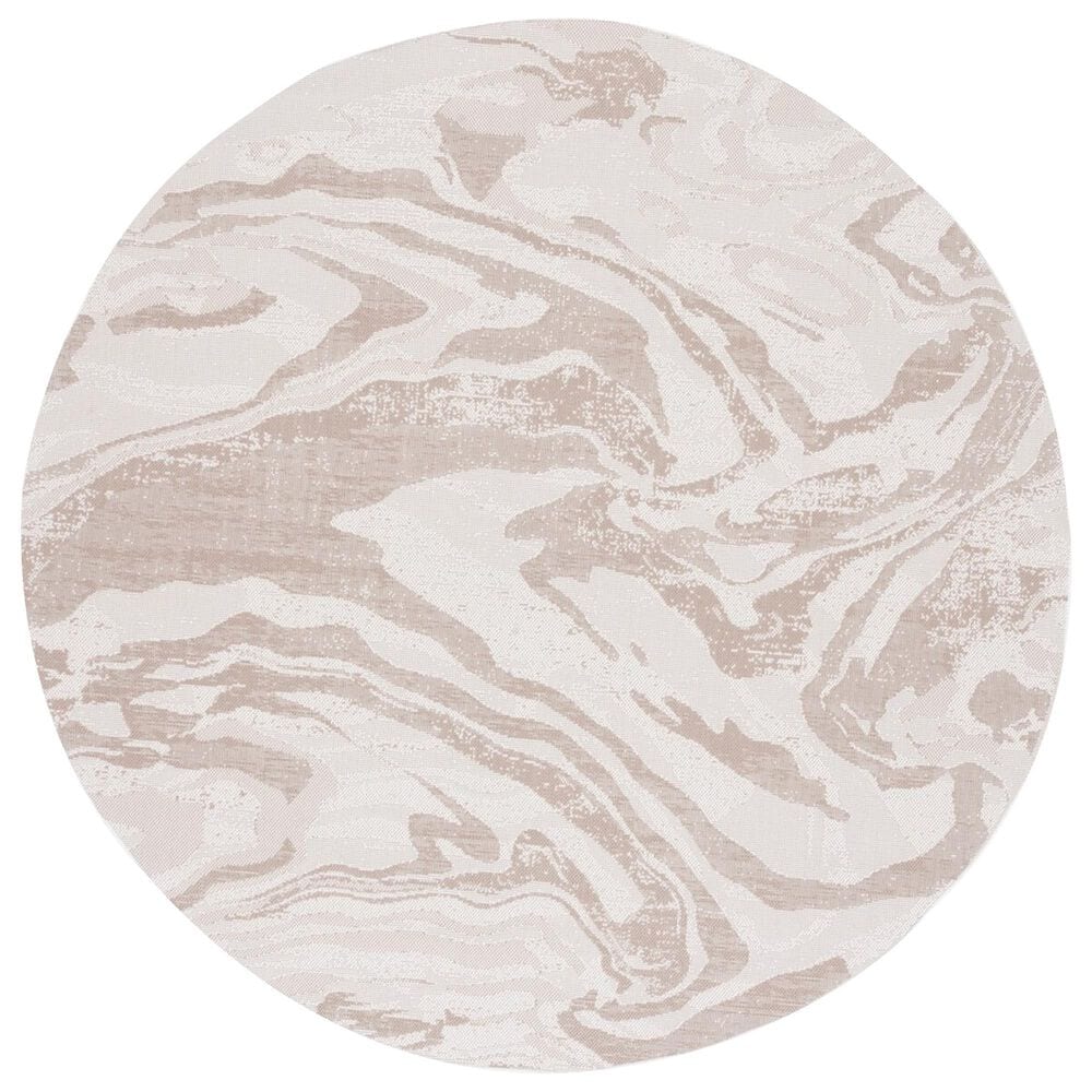Safavieh Martha Stewart Cyprus Abstract 6"7" Round Ivory and Beige Area Rug, , large