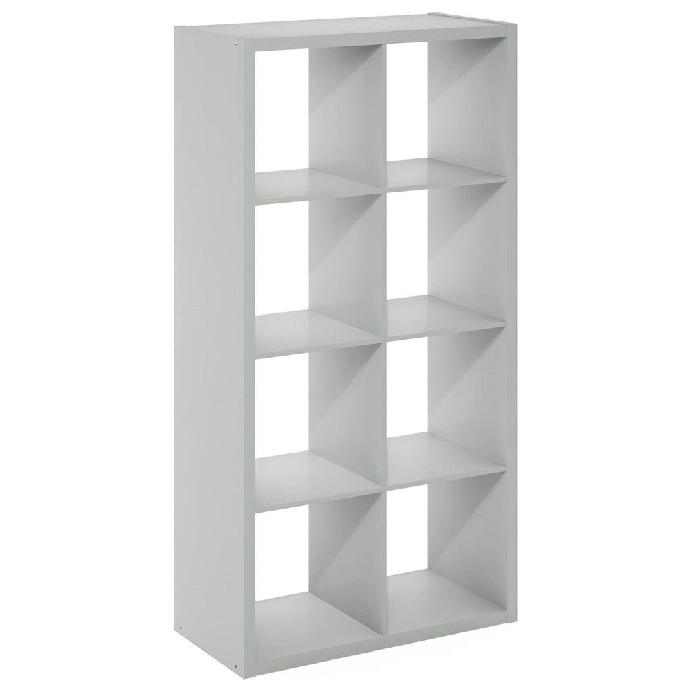 HOMLUX 8-Cube Reversible Open Back Bookshelf in Light Grey, , large