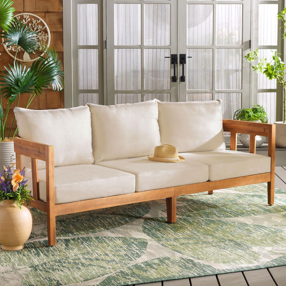 Safavieh Owen 3-Seater Outdoor Sofa in Taupe, , large