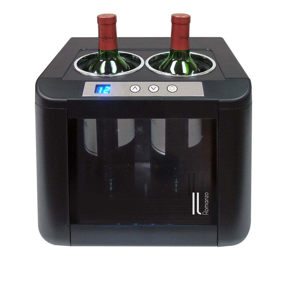 Vinotemp 12 Inch Wide 2 Bottle Capacity Free Standing Wine Cooler with Thermoelectric Technology in Black, , large