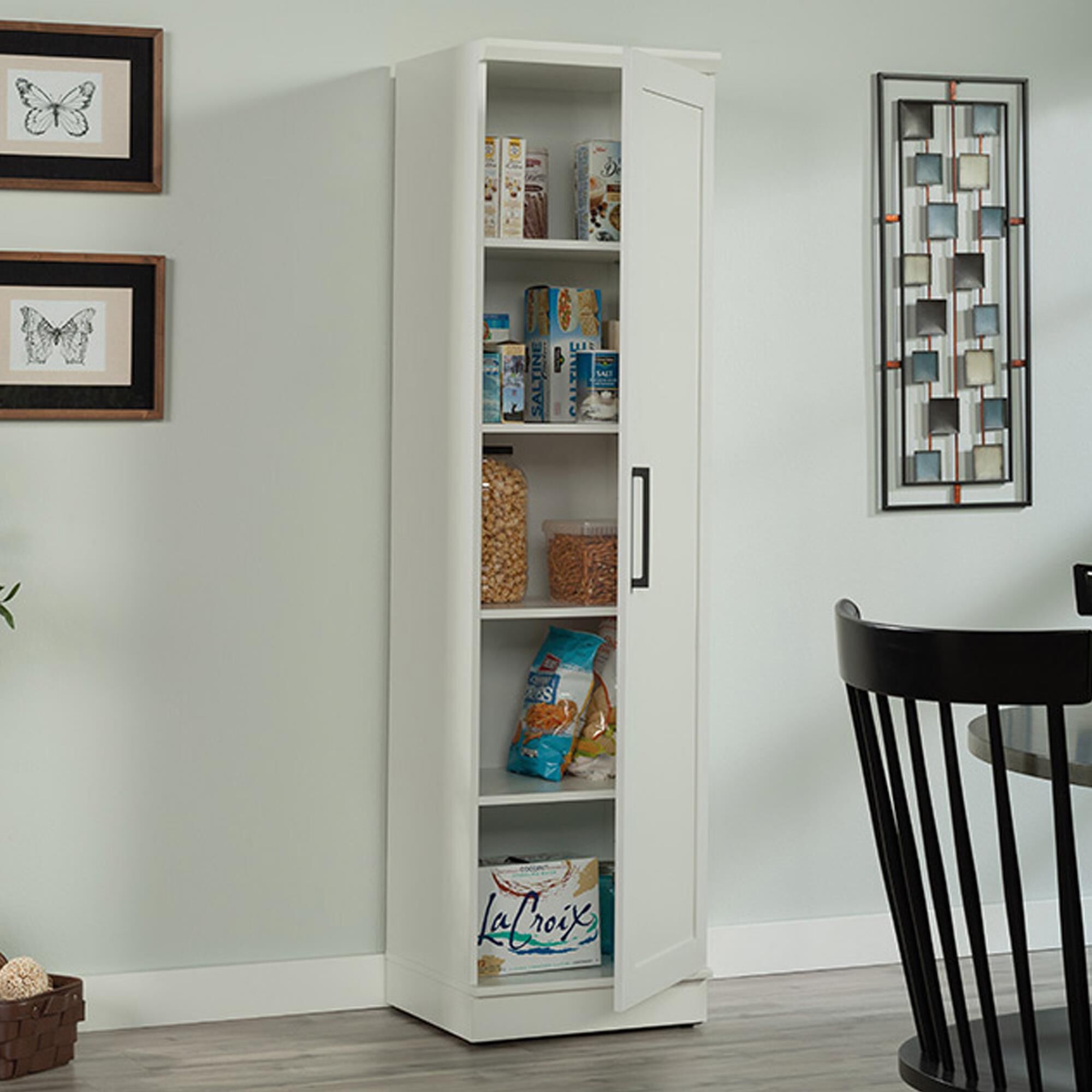 White single store door pantry