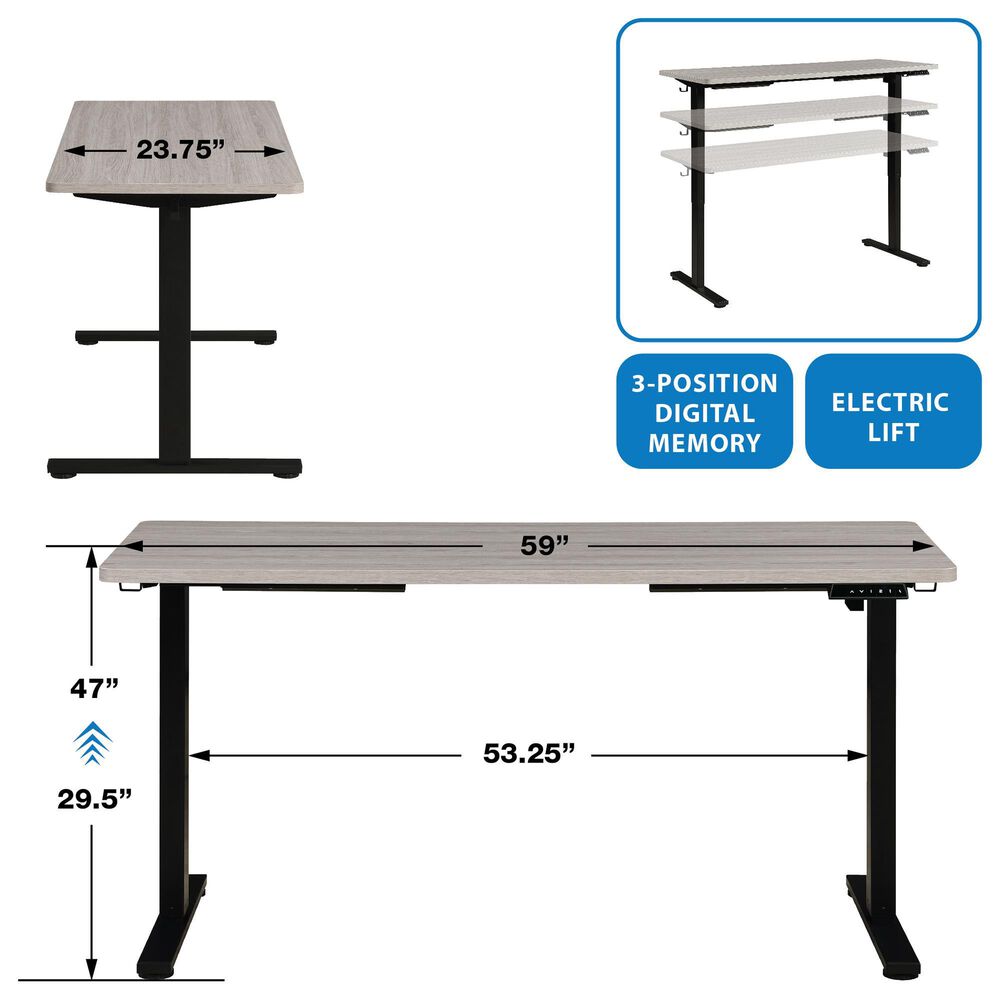 OSP Home Primo 60&quot; Electric Sit Stand Desk in Black and Light Gray, , large