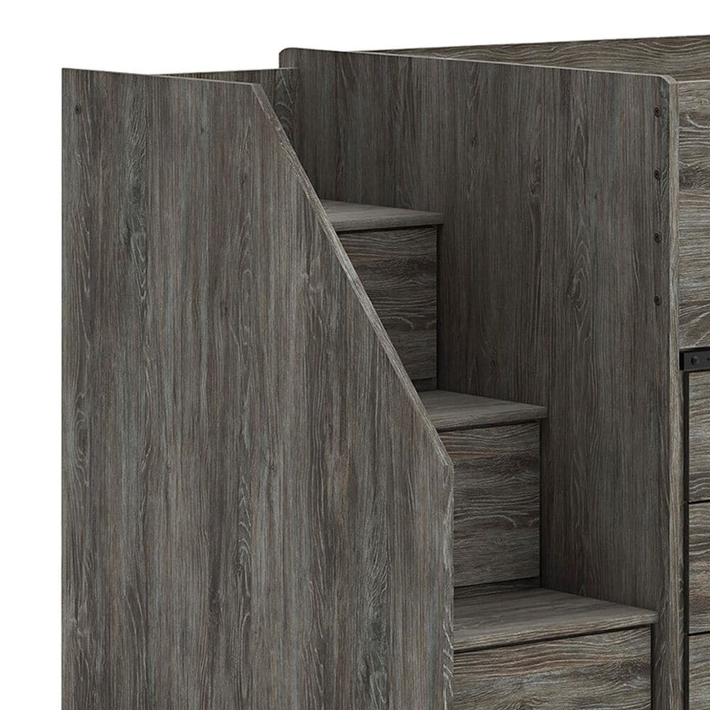 Ashley Frandern Twin Loft  Bed with Bookcase and Drawer Storage in Gray, , large