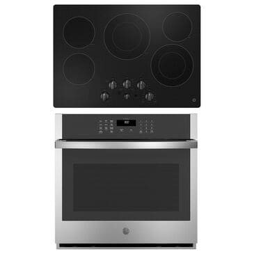 GE Appliances 2-Piece Kitchen Package with 30" Single Wall Oven and Electric Cooktop in Stainless Steel and Black, , large