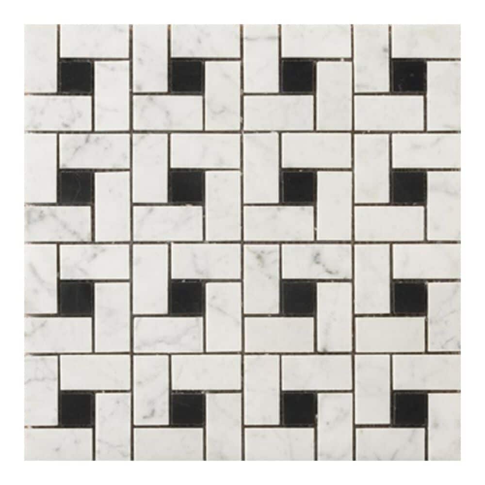 Emser Bianco Gioia Black 12" x 12" Natural Stone Mosaic Sheet, , large