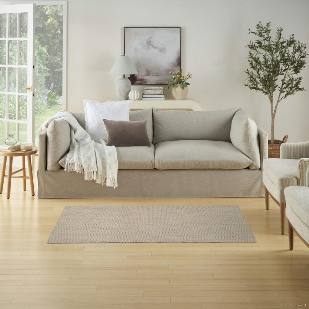 Nourison Courtyard Ivory and Silver 3&#39; x 5&#39; Indoor/Outdoor Area Rug, , large