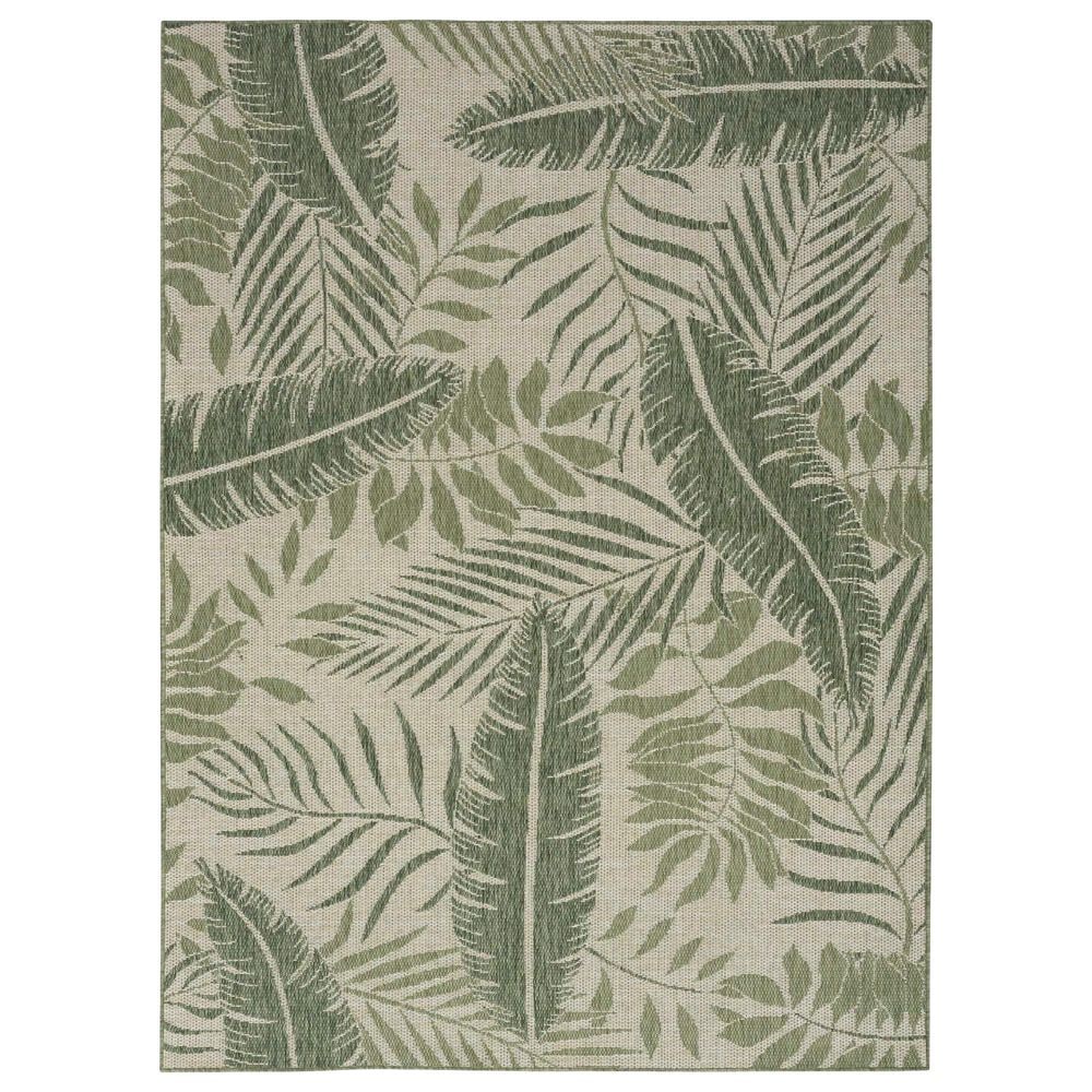 Nourison Garden Oasis GOA02 Ivory and Green 5" x 7" Indoor/Outdoor Area Rug, , large