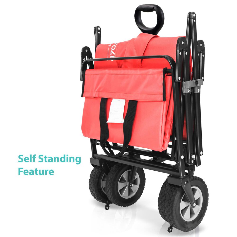 Wonderfold Utility Folding Wagon with Stand in Red, , large