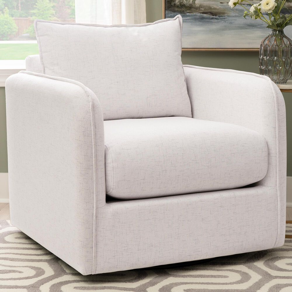 Linon Home Decor Bianca Swivel Accent Chair in Bone, , large