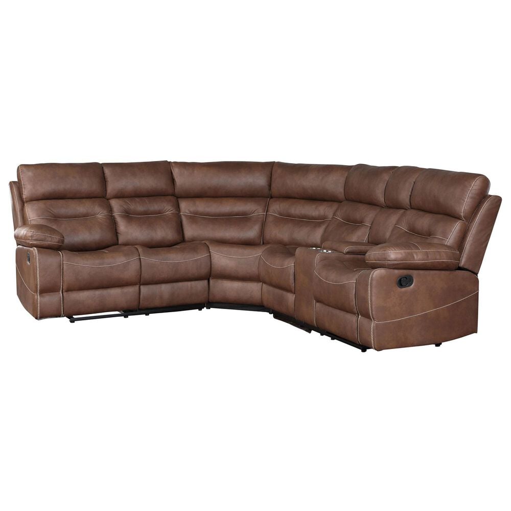 Steve Silver Rudger 3-Piece Manual Reclining Sectional in Chestnut, , large