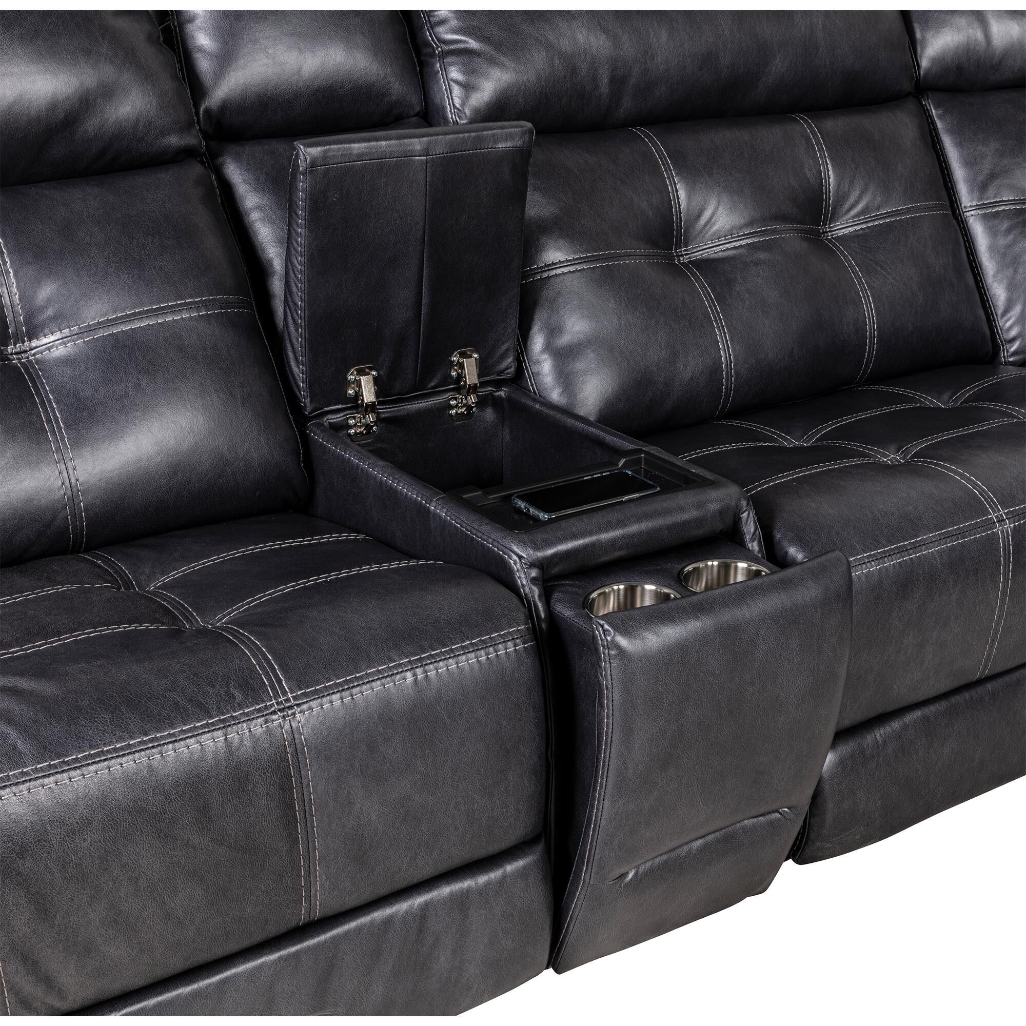 MotoMotion 6 Piece Power Reclining L Shaped Sectional in Patina