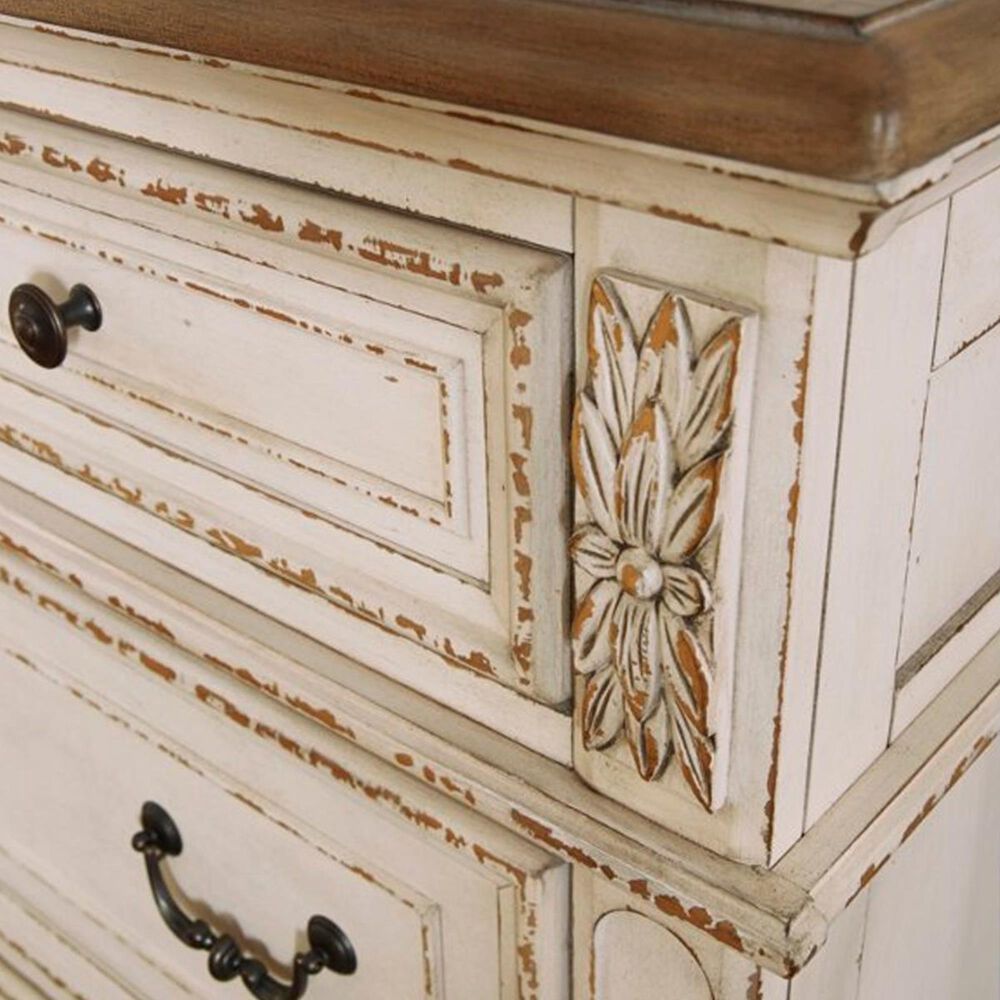 Ashley Realyn 3 Drawer Nightstand in Chipped White and Brown, , large