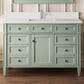 James Martin Vanities Brittany 48" Single Bathroom Vanity in Sage Green with Single Hole 3 cm White Zeus Quartz Top and Rectangular Sink, , large