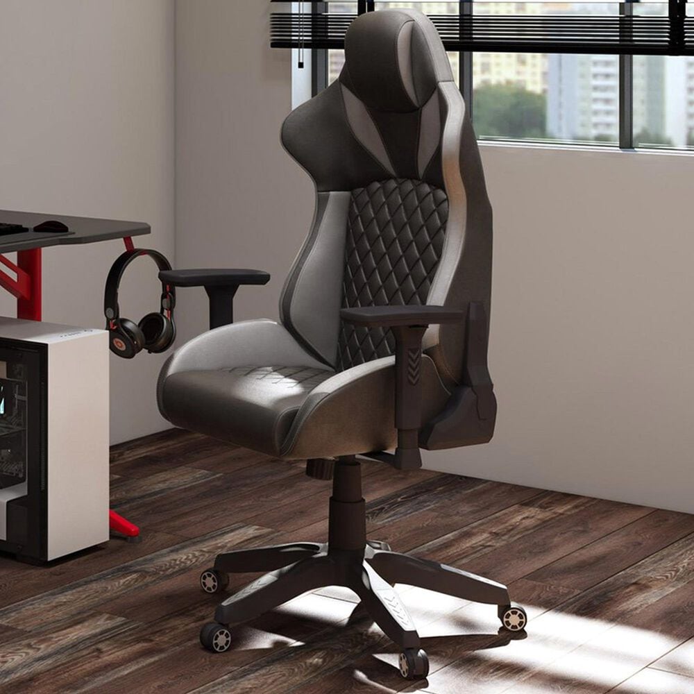 CorLiving Reaper Gaming Chair in Black and Grey, , large