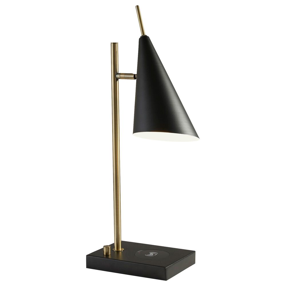Adesso Owen Desk Lamp with Wireless Charging + USB in Antique Brass and Black, , large