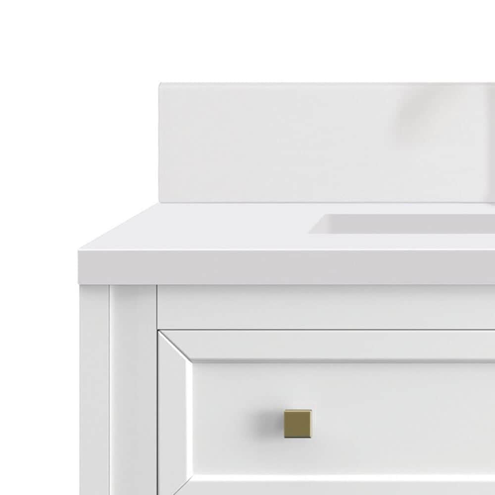 James Martin Vanities Chicago 30&quot; Single Bathroom Vanity in Glossy White with Single Hole 3 cm White Zeus Quartz Top and Rectangular Sink, , large