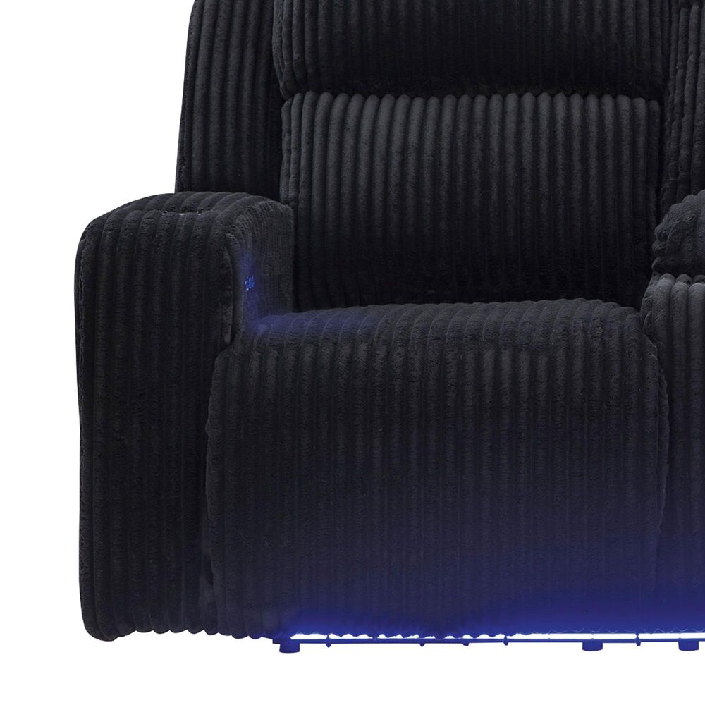 Ashley Forest Lake Power Reclining Loveseat with Console and Adjustable Headrest in Black Velvet, , large