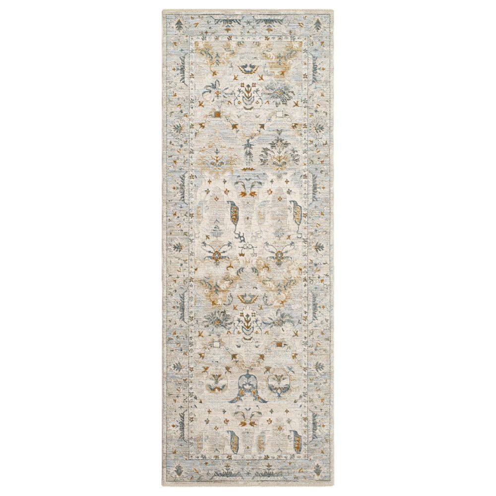 Surya Dresden Off-White, Taupe, Dusty Sage, Deep Teal, Light Gray, Olive and Mustard 2'7" x 10' Runner, , large