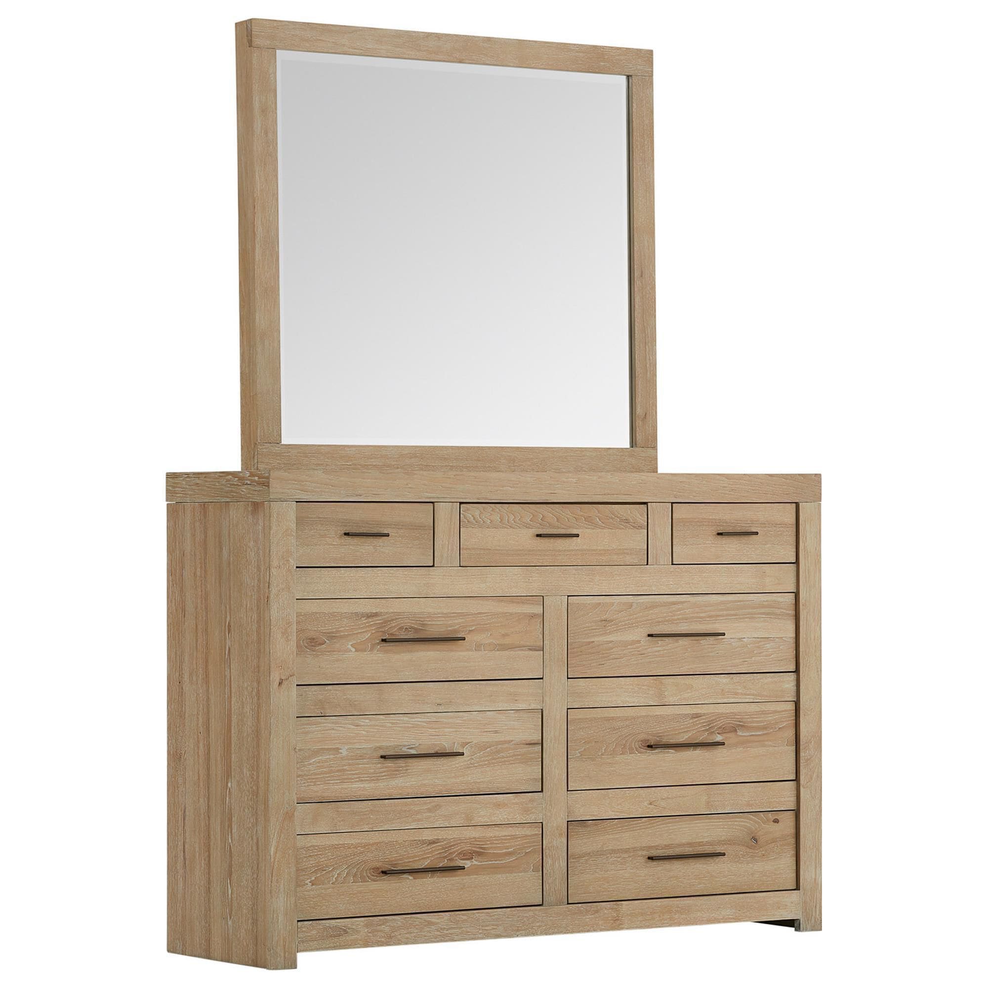 Riva Ridge Modern Loft 9 Drawer Chesser and Mirror in Khaki