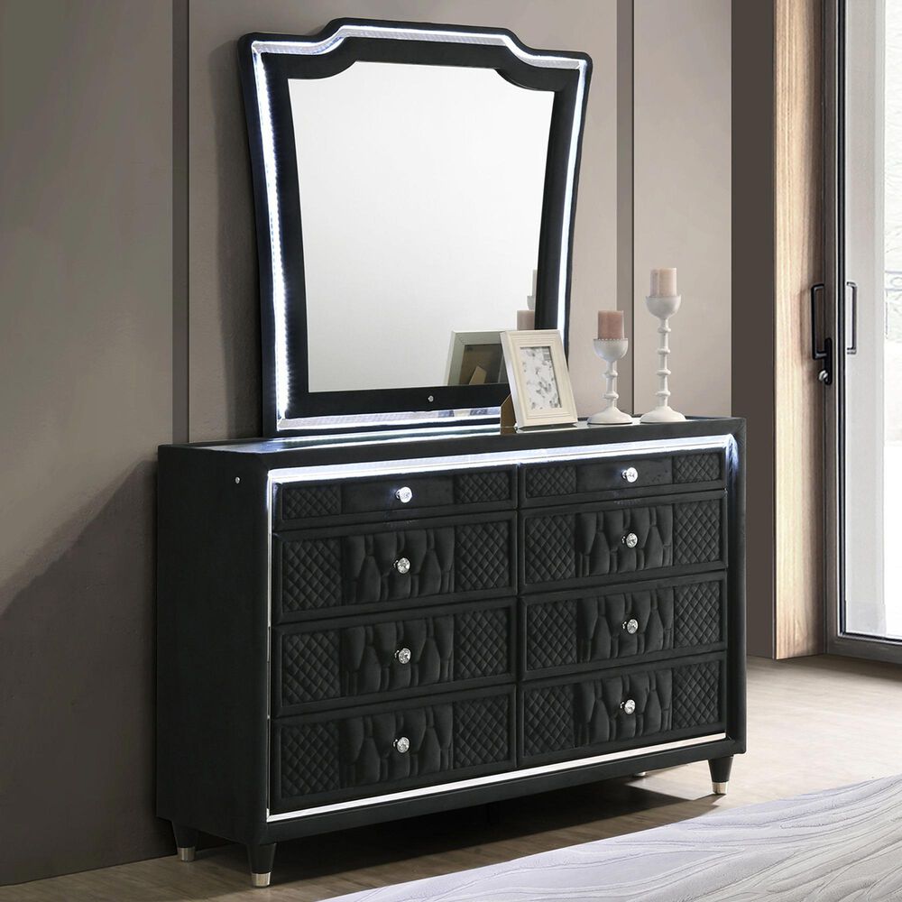 Pacific Landing Lorient Glam Dresser and Mirror in Black, , large