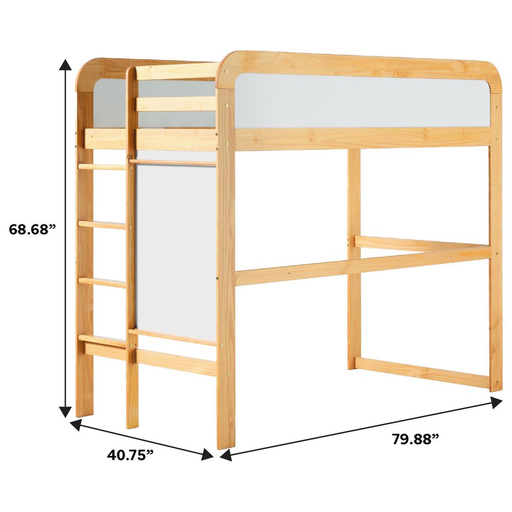 Walker Edison Adyn Twin Loft Bunk Bed with Ladder in Natural Pine, , large