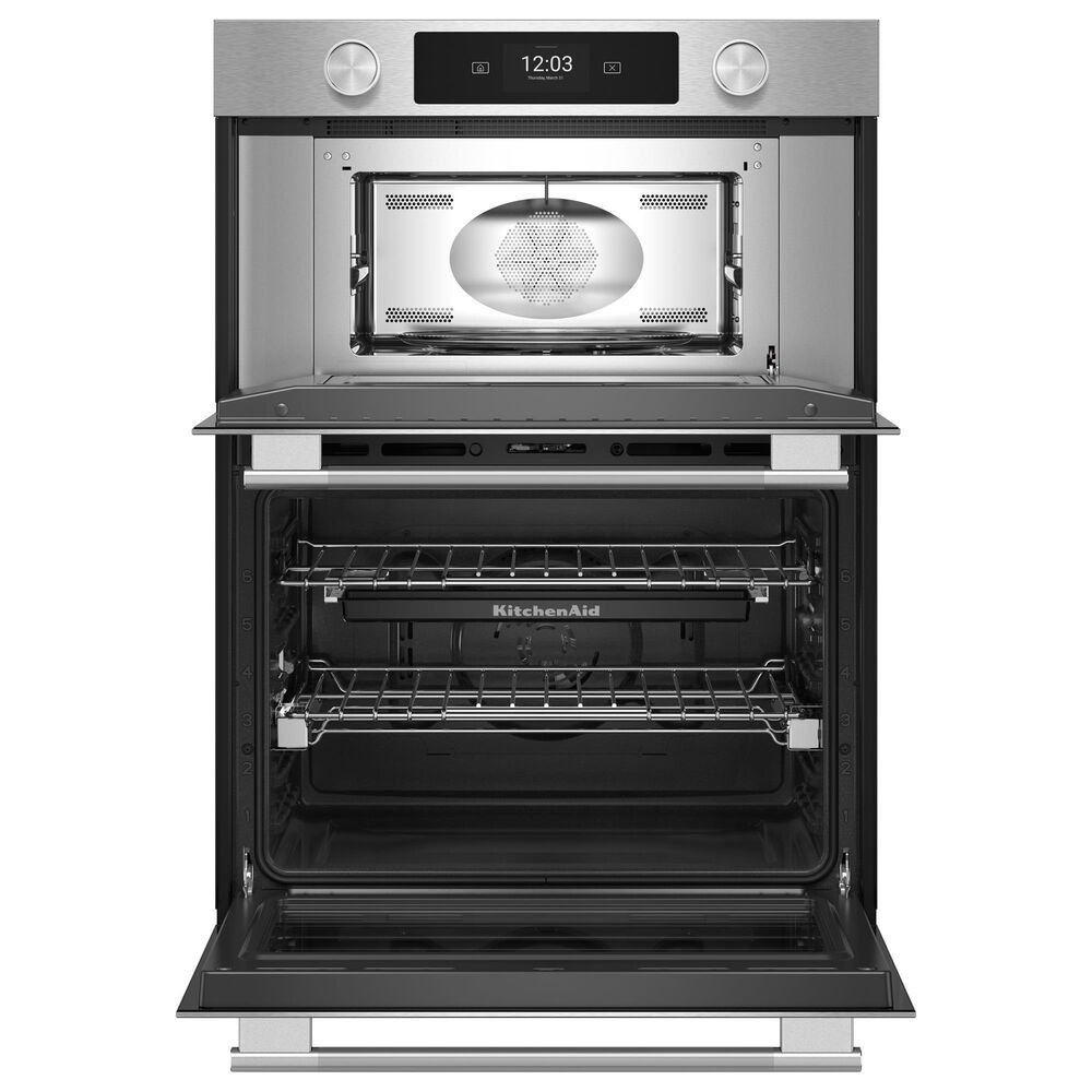 KitchenAid 6.4 Cu. Ft. Smart Electric Combo Wall Oven with Intelligent Cooking Camera in PrintShield Stainless Steel, , large