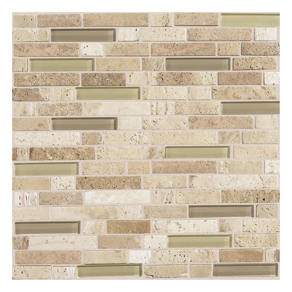 Dal-Tile Stone Radiance Random Size Mosaic Tile in Mushroom and Morning Sun, , large
