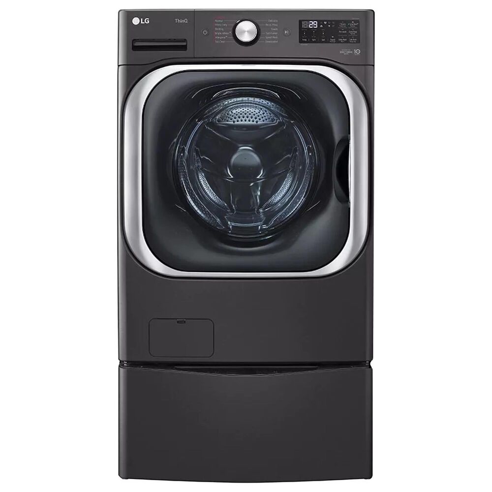 LG 5.2 Cu. Ft. Smart Front Load Washer with Pedestal in Black Steel, , large