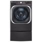 LG 5.2 Cu. Ft. Smart Front Load Washer with Pedestal in Black Steel, , large