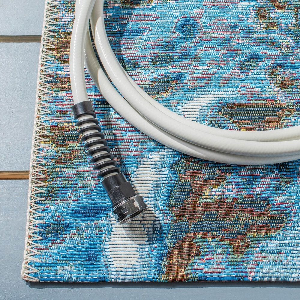 Safavieh Barbados BAR581 6&#39;6&quot; x 9&#39;4&quot; Gold and Blue Indoor/Outdoor Area Rug, , large