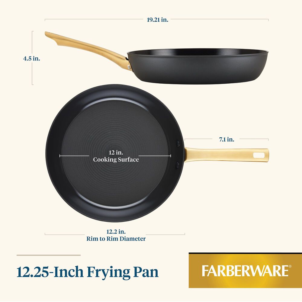 Faber Forged Induction 12.25&quot; Ceramic Nonstick Frying Pan in Black and Gold, , large