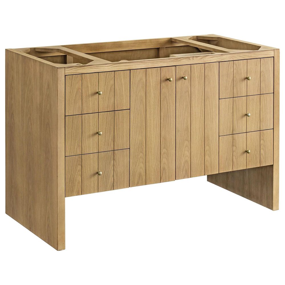 James Martin Vanities Hudson 48&quot; Single Bathroom Vanity in Light Natural Oak with 3 cm Arctic Fall Solid Surface Top and Rectangular Sink, , large