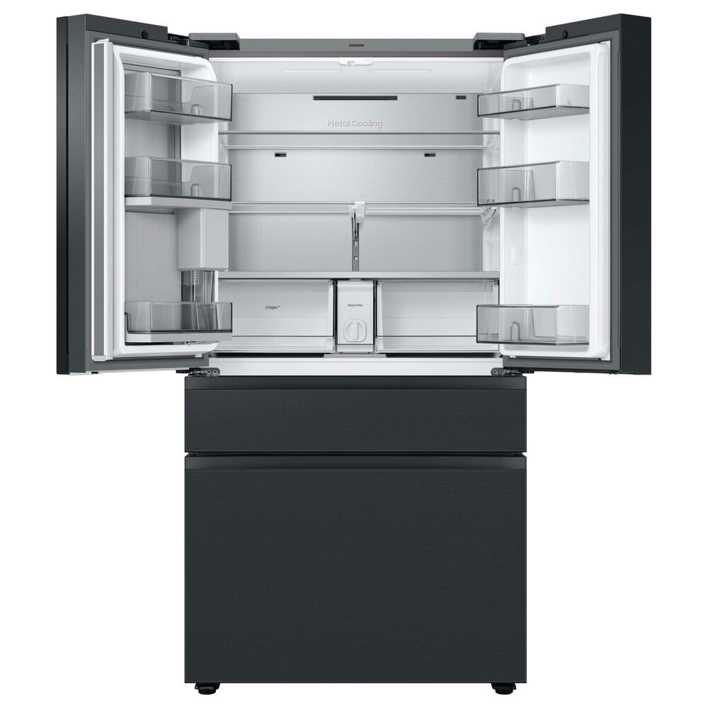 Samsung Bespoke Bespoke 29 Cu. Ft. French Door Refrigerator - Charcoal Glass Top and Family Hub Panels with Matte Black Steel Middle and Bottom Panels Included, , large