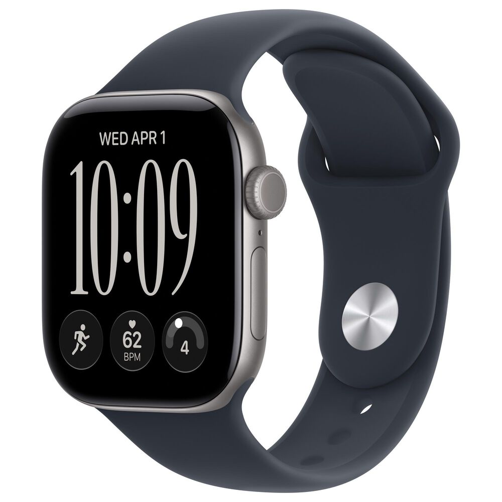 Apple Watch Series 12 (GPS + Cellular) 42mm Space Gray Aluminum Case with Navy Blue Sport Band - M/L, , large